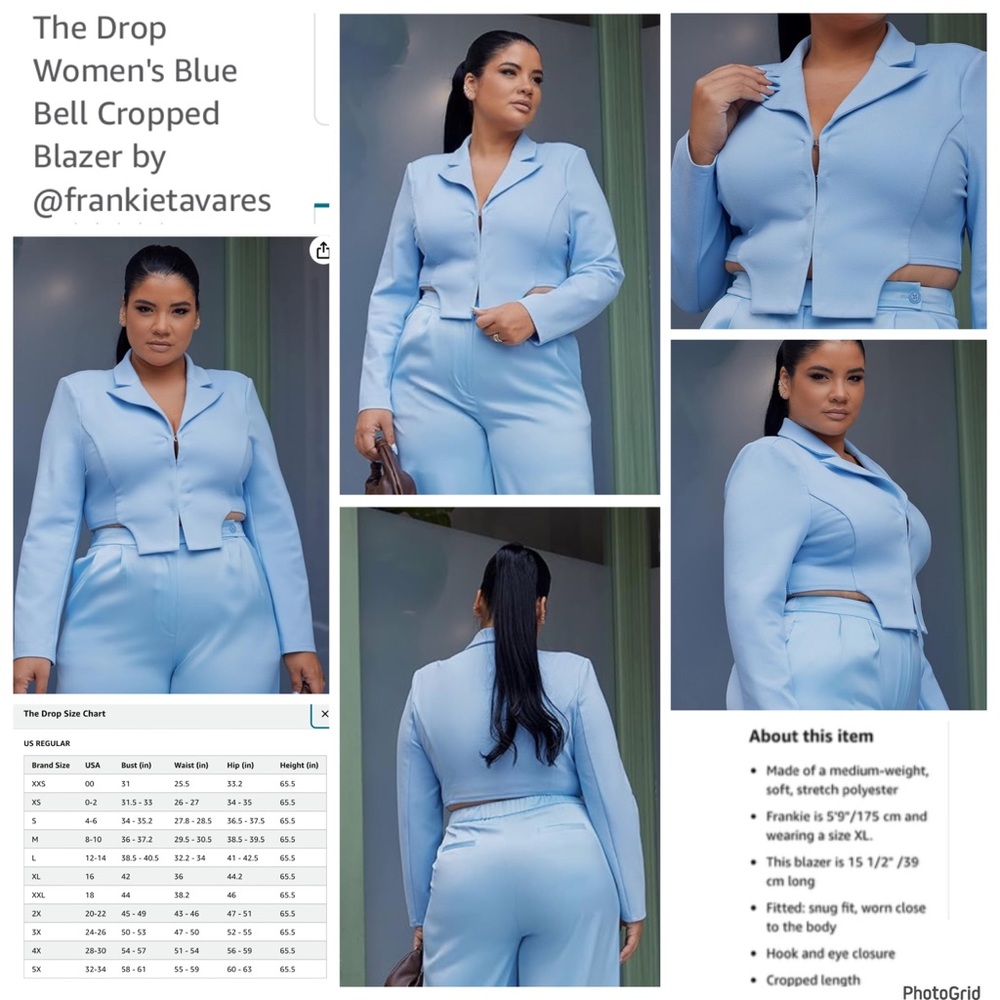 Frankietavares the drop 3X plus size light blue cropped jacket NWT